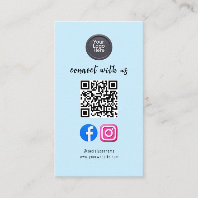 Social Media QR-kod Modern Pro Minimalistisk Slick Visitkort (Framsida)