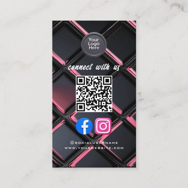 Social Media QR-kod Modern Pro Minimalistisk Snygg Visitkort (Framsida)