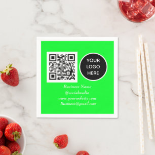 Social media QR-kod Neon Grönt Business Logotyp Pappersservett