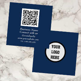 Social media QR-kod Skannningsbar marin blå flagga Fyrkantigt Visitkort