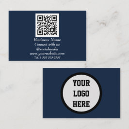 Social media QR-kod Skannningsbar marin blå flagga Visitkort