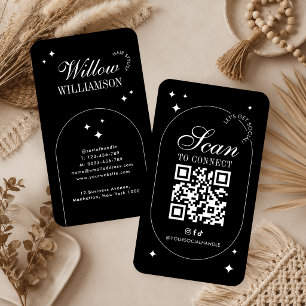 Social Media QR-kod Trendig Vintage-Scriptlogotyp Visitkort
