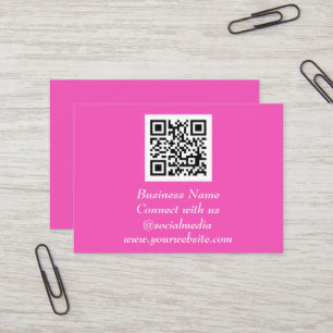 Social media QR-kodskannerbar Neon-Rosa Visitkort
