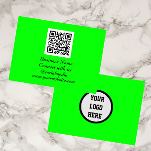 Social media QR-kodskanningsbar fluorescerande Grö Visitkort