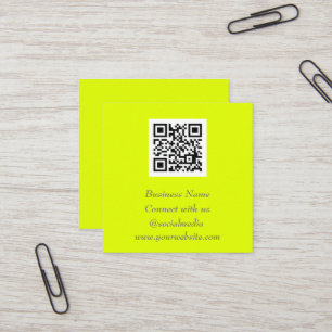 Social media QR-kodskanningsbar fluorescerande Gul Fyrkantigt Visitkort