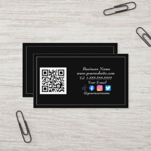 Social media QR-Logotyp Black Influencer Modern Visitkort