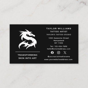 Social Media Roligt Tattoo Artist Dragon Illustrat Visitkort
