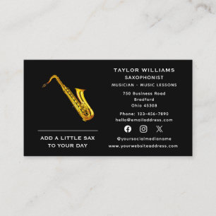 Social Media Saxophone Player Saxophonist Musician Visitkort