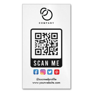 Social Media Scan ME QR Code Logotyp Modern enkel Magnetiska Visitkort