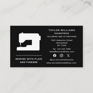 Social Media Seamstress Tailoring Sewing Maskin Visitkort