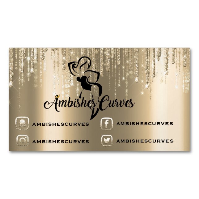 Social Media Sepia Guld Drives Logotyp Metall Magnetiska Visitkort (Framsida)