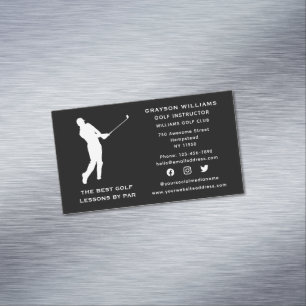 Social Media Sport Coach Male Golf Pro Instructor Magnetiska Visitkort