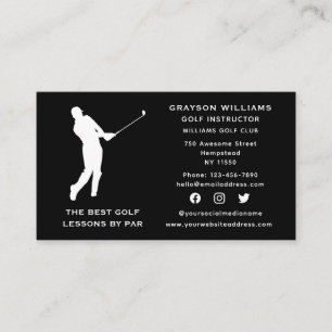 Social Media Sport Coach Male Golf Pro Instructor Visitkort