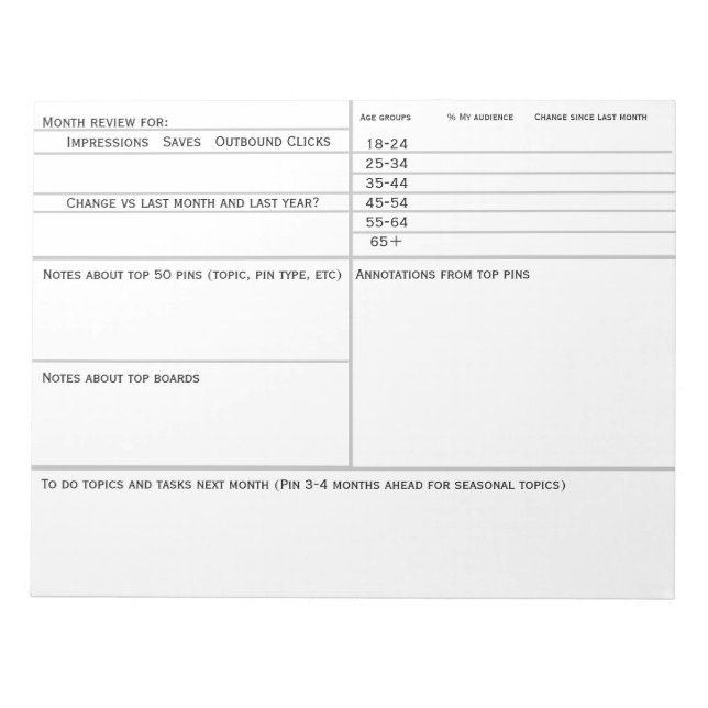 Social Media Stift Tracker för månadsplanering Anteckningsblock (Framsida)