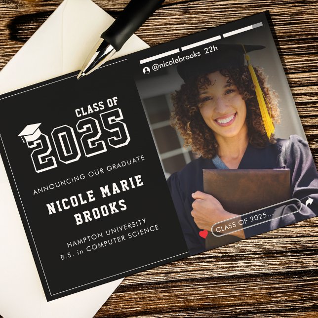 Social Media Story Photo Black Studenten Meddelande (Social Media Story Photo Black Graduation Announcement
)