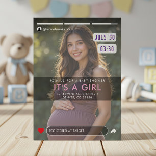 Social Media Story Post Photo Baby Shower Inbjudningar