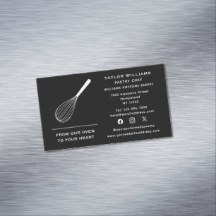 Social Media Whisk Baker Bakery Bake Shop Catering Magnetiska Visitkort