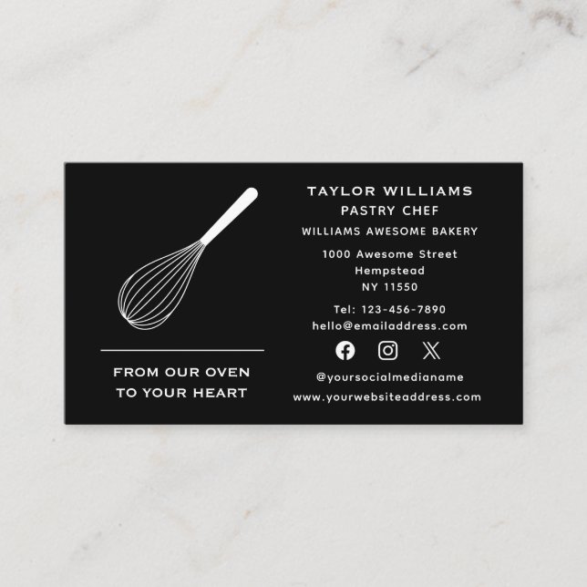 Social Media Whisk Baker Bakery Bake Shop Catering Visitkort (Framsida)