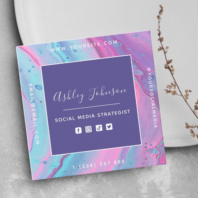 Social Mediastyrist Social Media QR-kod Färg Fyrkantigt Visitkort (Skapare uppladdad)