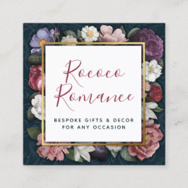 Social-medieikoner för Rococo Damask & Elegant Blo Fyrkantigt Visitkort