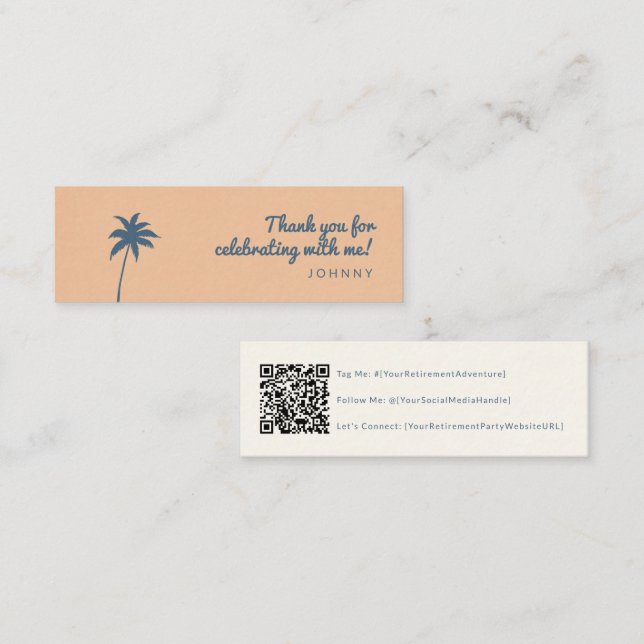 social-mediekort för pension party qr-kod mini visitkort (Fram/baksida)