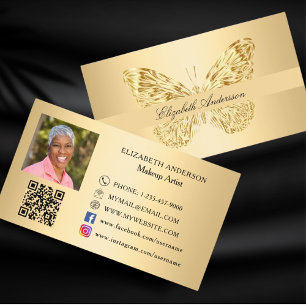Social-medier för Butterfly guld QR-kod Visitkort