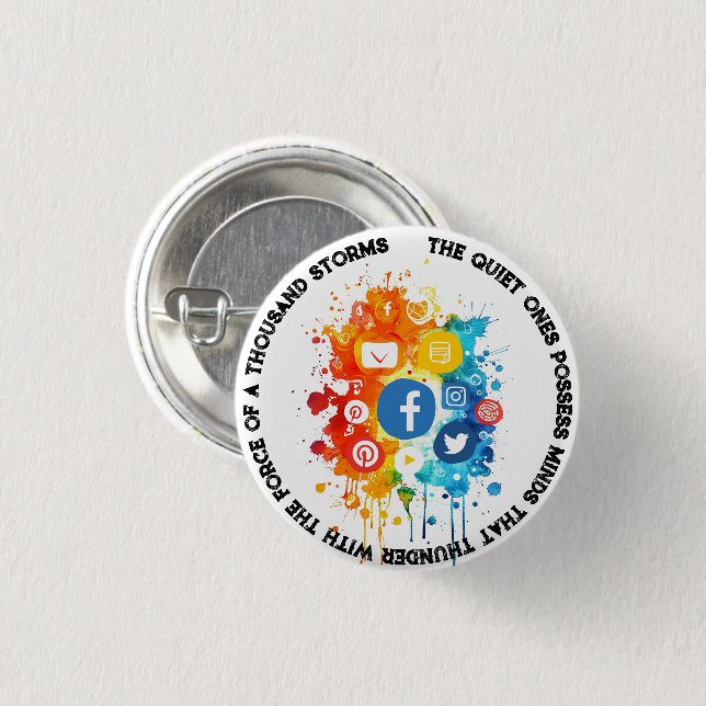 Social nätverksikoner i citerar tystnad och sinne knapp (Framsida & baksida)