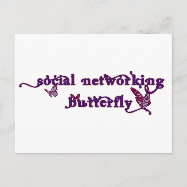 Social Networking Butterfly Vykort (Framsida)