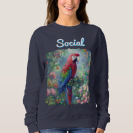 Social Parrot Bird Jungle Blommigt Painting T Shirt