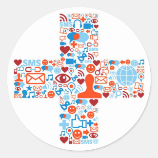 Social Plus-form Runt Klistermärke
