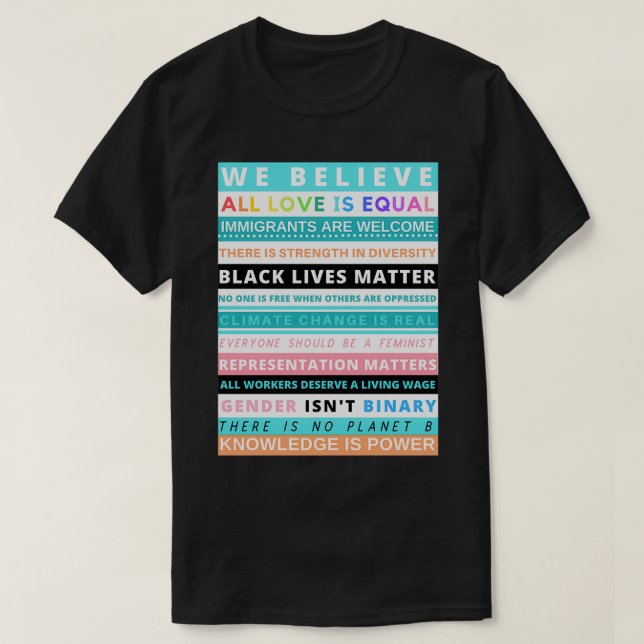 Social-rättvisa tror vi t shirt (Design framsida)