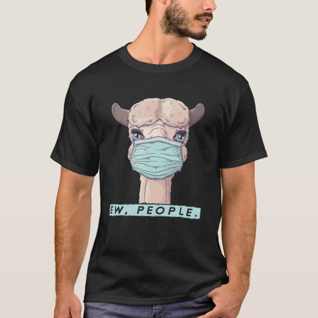 Social som Avstånd Alpaca, får Ansikte Lama Mask T Shirt (Framsida)