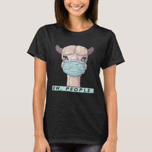 Social som Avstånd Alpaca, får Ansikte Lama Mask T Shirt