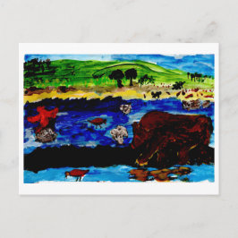 Social som vattnar hål med vykort