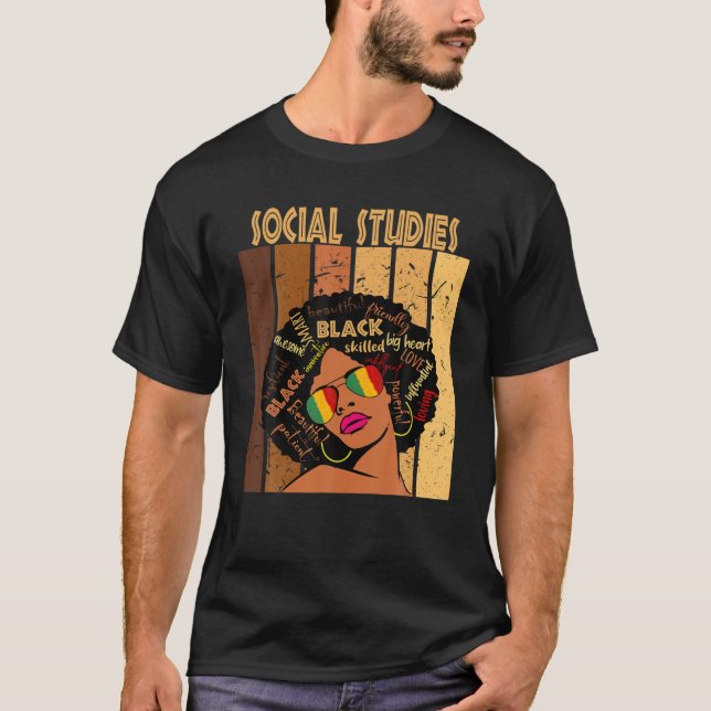 Social Studies Afro African American Black History T Shirt (Framsida)
