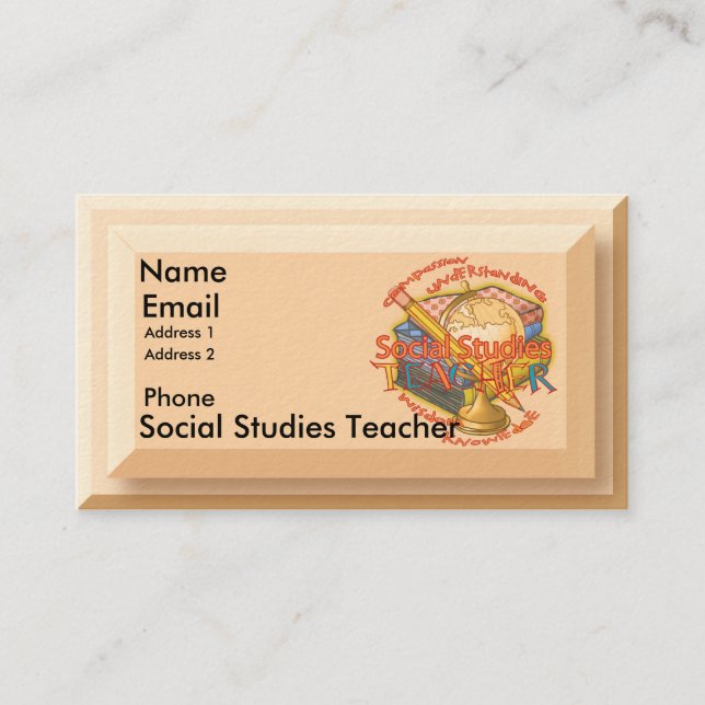 Social Studies Teacher Motto Visitkort (Framsida)
