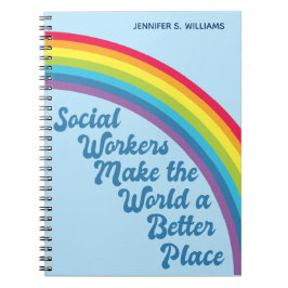 Social Work inspiration Quote Rainbow Blue Anteckningsbok