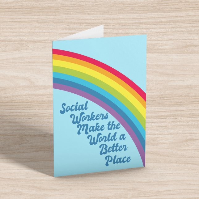 Social Work inspiration Quote Rainbow Blue Kort (Skapare uppladdad)