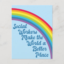 Social Work inspiration Quote Rainbow Blue Vykort