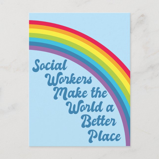 Social Work inspiration Quote Rainbow Blue Vykort (Framsida)