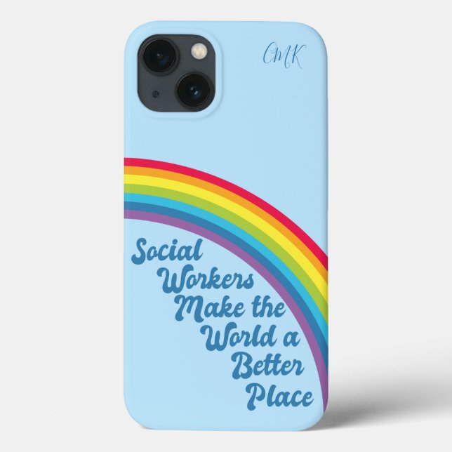 Social Work inspiration Quote Rainbow Cute Blue (Baksida)