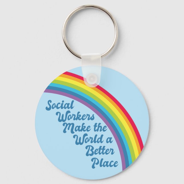 Social Work inspiration Quote Rainbow Cute Blue Nyckelring (Framsida)