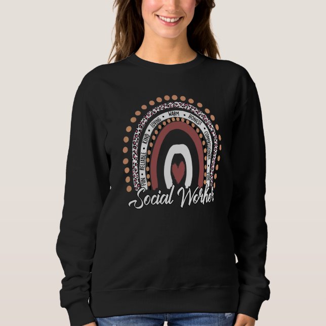 Social Work Leopard Rainbow Kärlek Rainbow Social  T Shirt (Framsida)