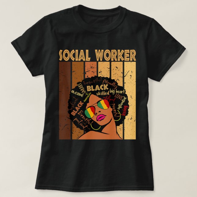 Social Worker Afro African American Black History T Shirt (Design framsida)