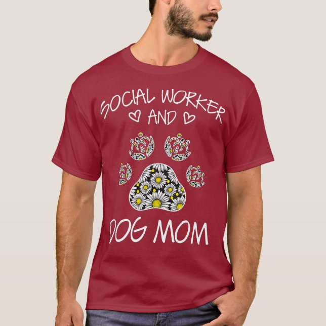 Social Worker And Dogs Mom Wildflowers Daisy T Shirt (Framsida)