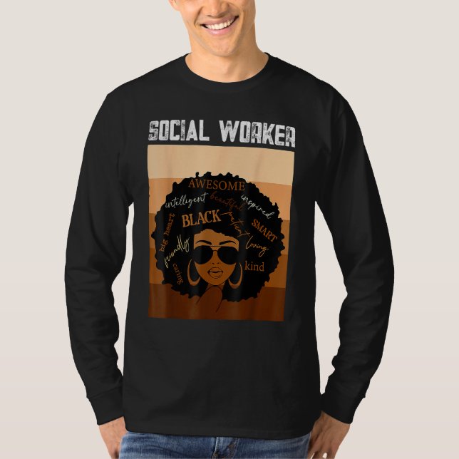 Social Worker Black History Queen Melanin Afro Afr T Shirt (Framsida)