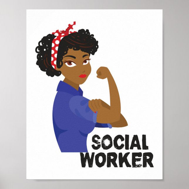 Social Worker Black Rosie School Gift Mental Poster (Framsidan)