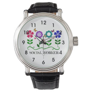 Social Worker...blommor, hjärtan och fjärilar. Armbandsur