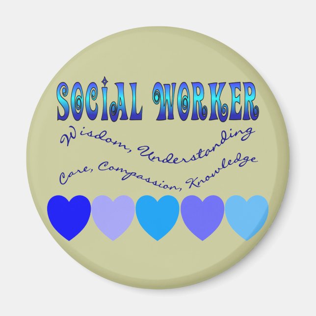 Social Worker BLUE HEARTS Magnet (Framsidan)