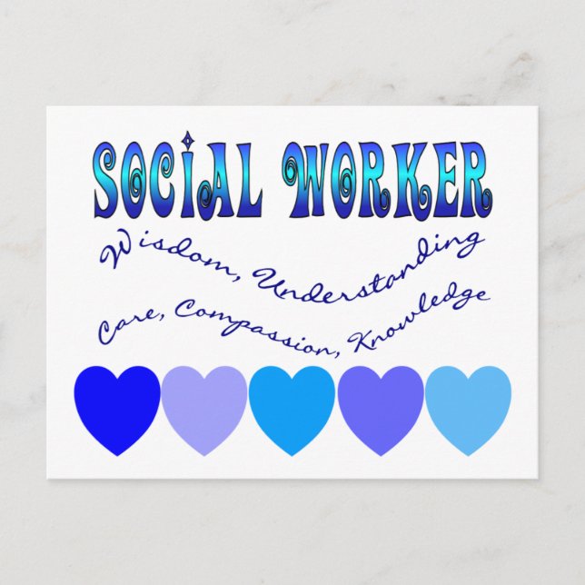 Social Worker BLUE HEARTS Vykort (Framsida)